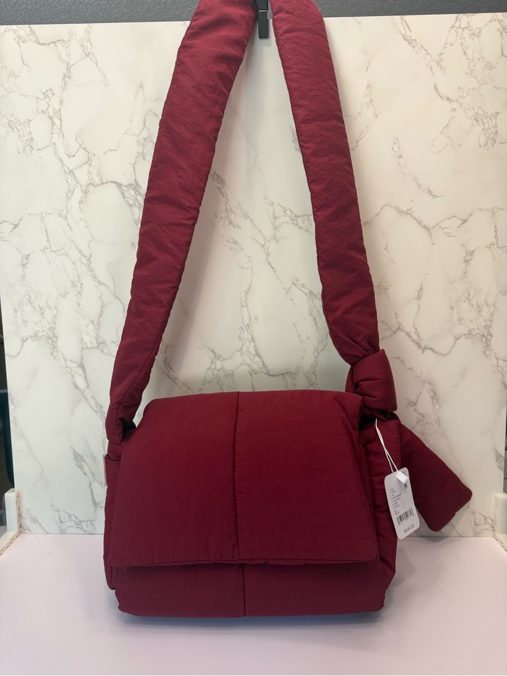 NWT Free People FP Movement Puffy Muff Crossbody Nylon Bag Burgundy